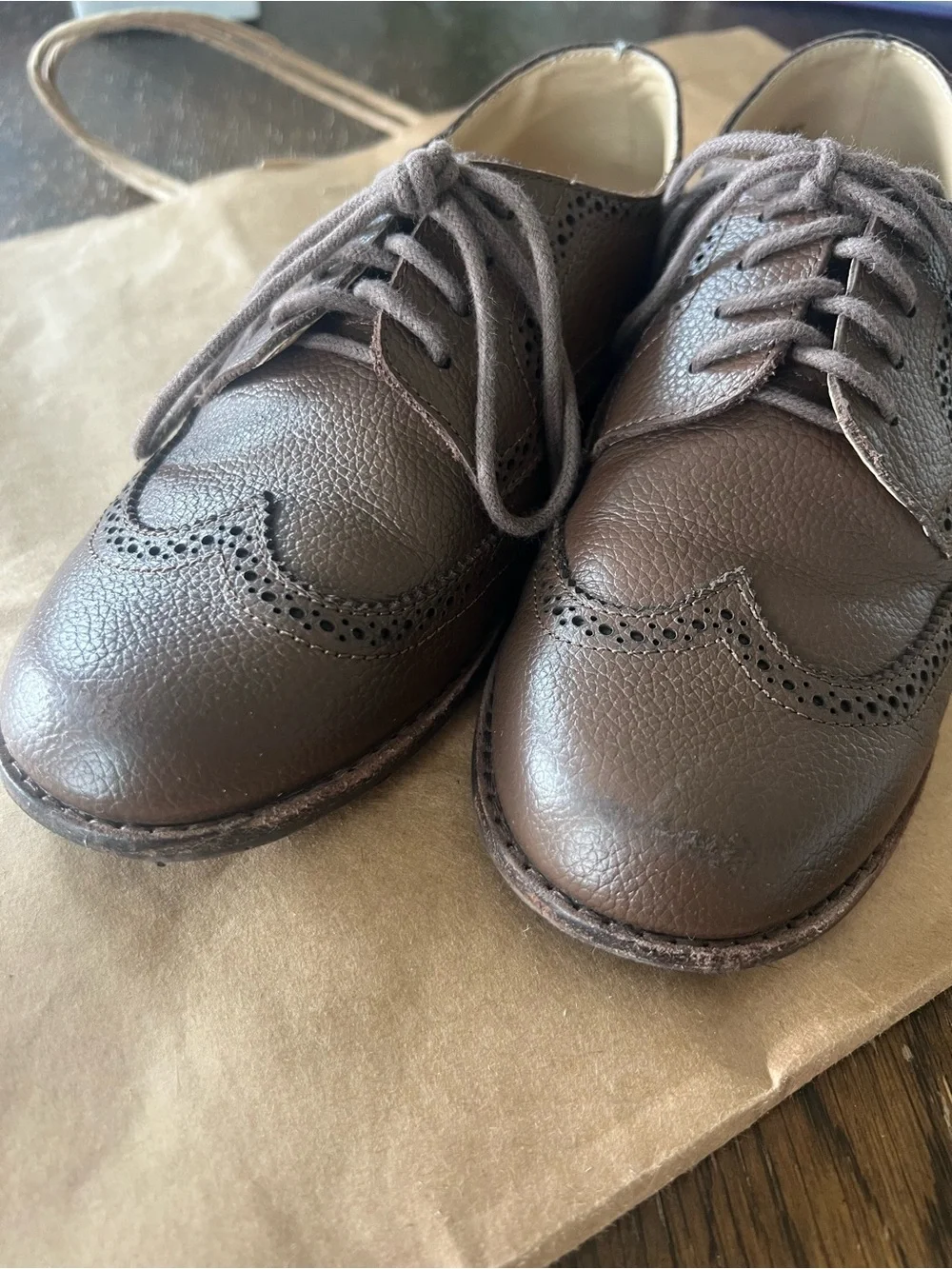 Janie and Jack Brown Leather Brogue Oxford Shoes for Kids